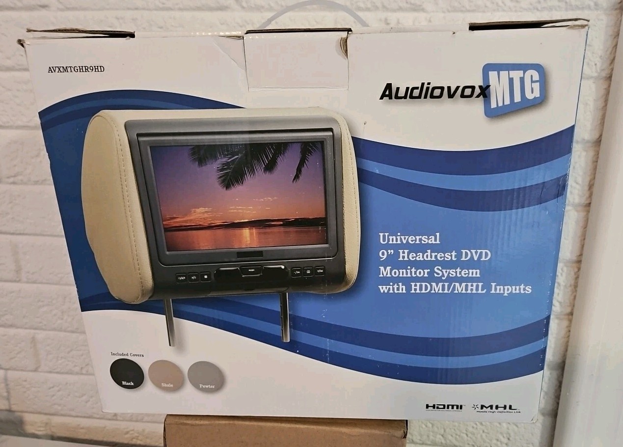 Audiovox MTG AVXMTGHR9HD 9" Headrest Monitor DVD HDMI, USB, Wireless Headphones