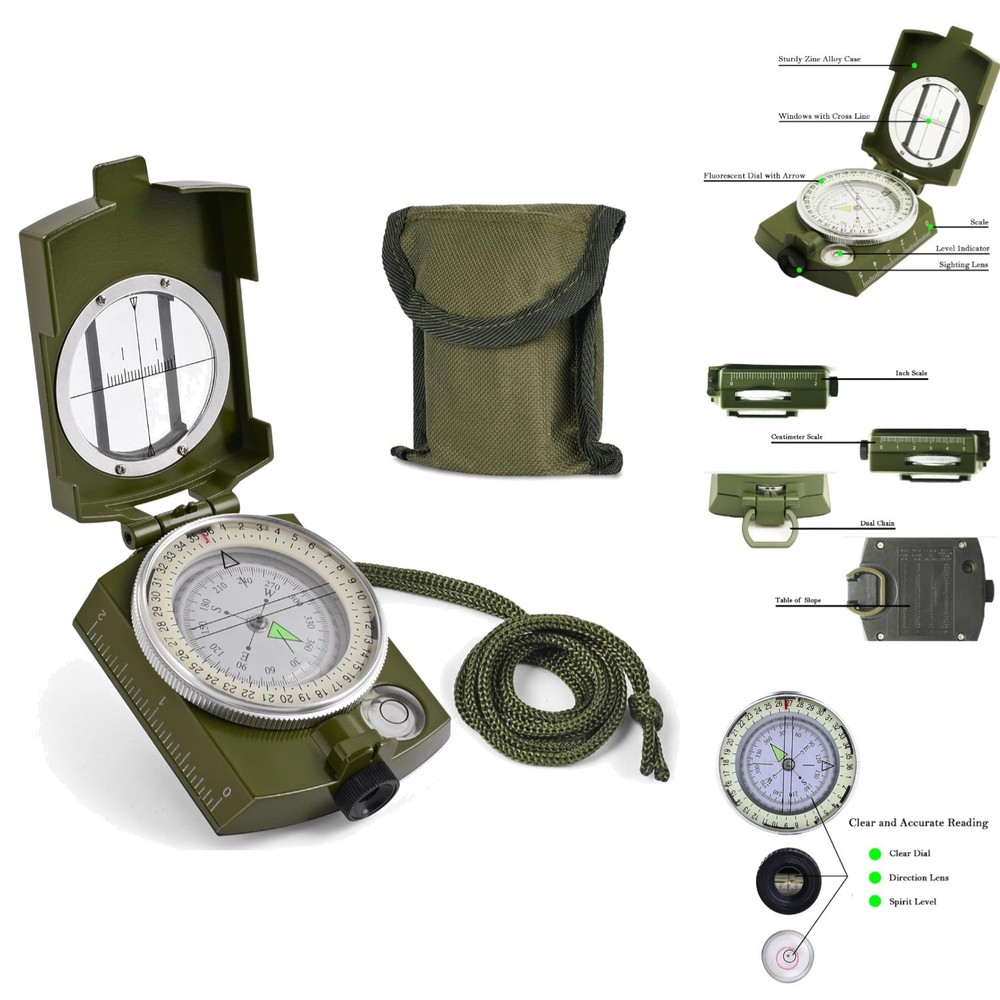 Lightweight Survival Compass with Lensatic Function - Ideal for Night Navigation