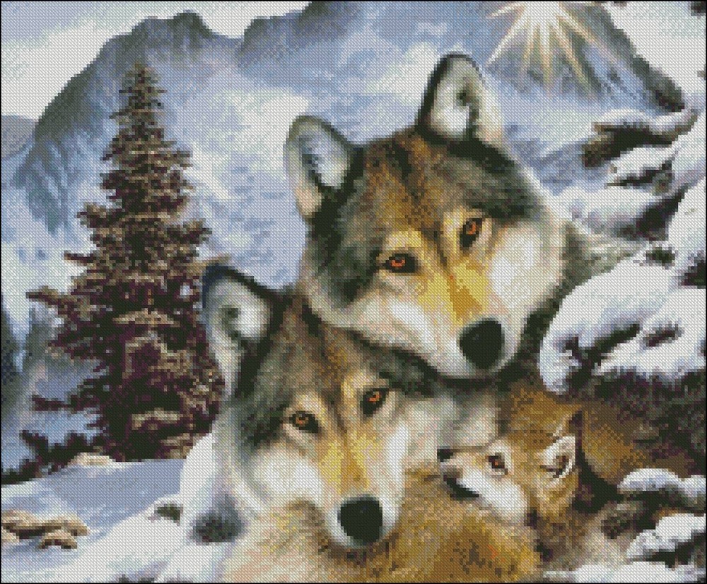 Counted Cross Stitch Kits Needlework Crafts DIY Chart - Wolf Harmony