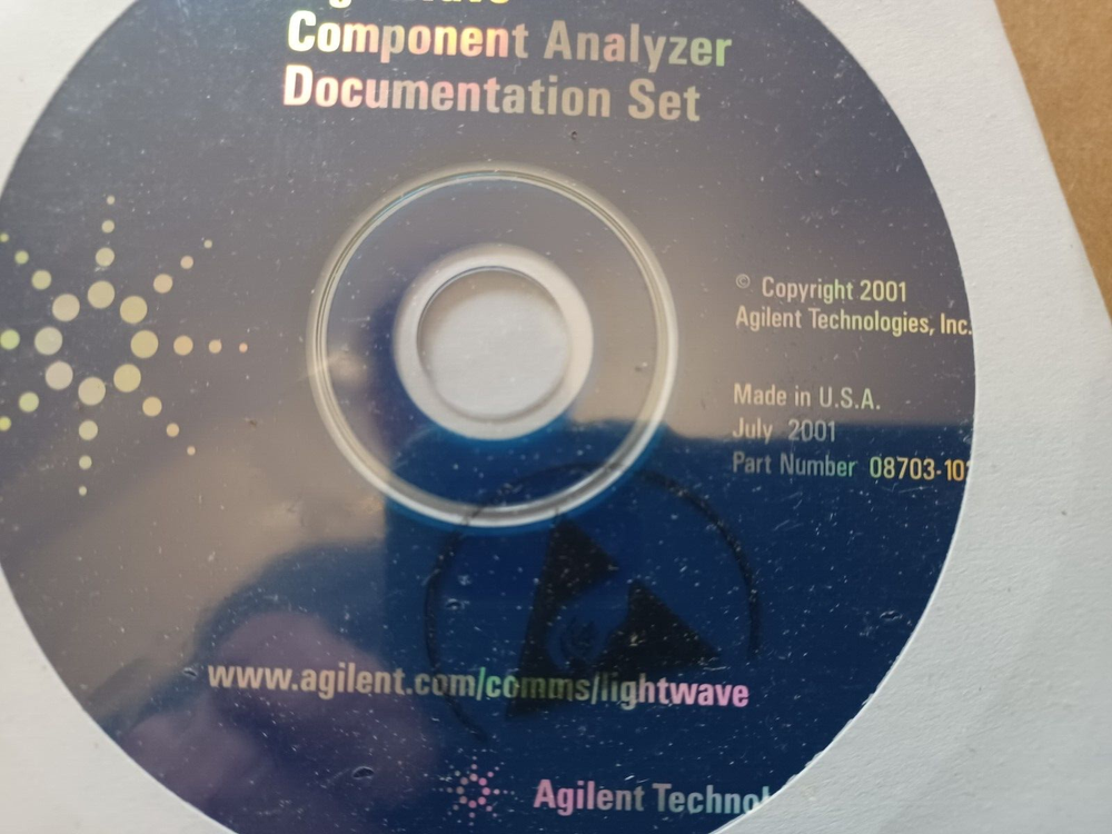 Agilent 8703B Lightwave Component Analyzer Documentation Set 08703-10202 (1) CD