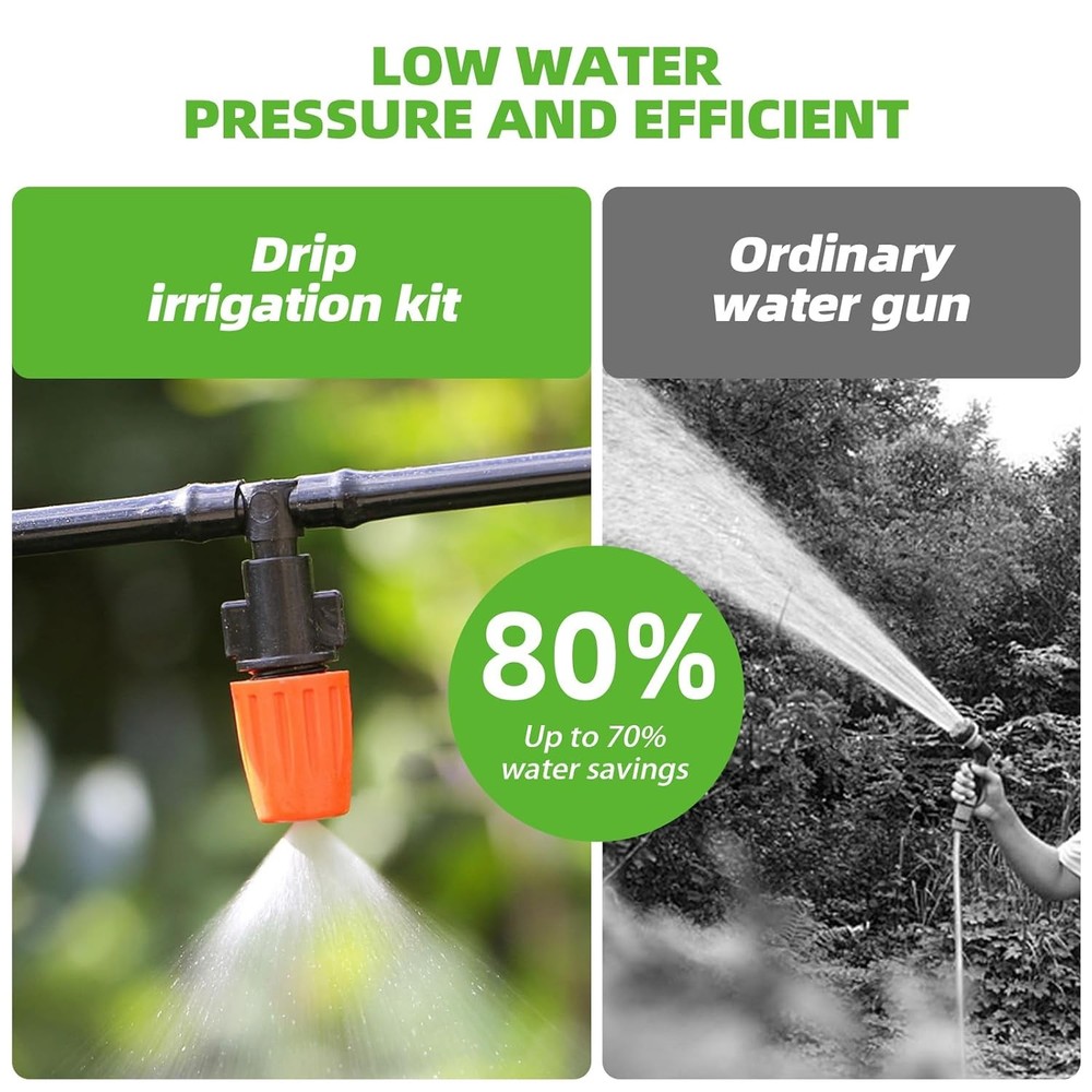 240FT Drip Irrigation System Kit for Garden, Watering System with Adjustable ...