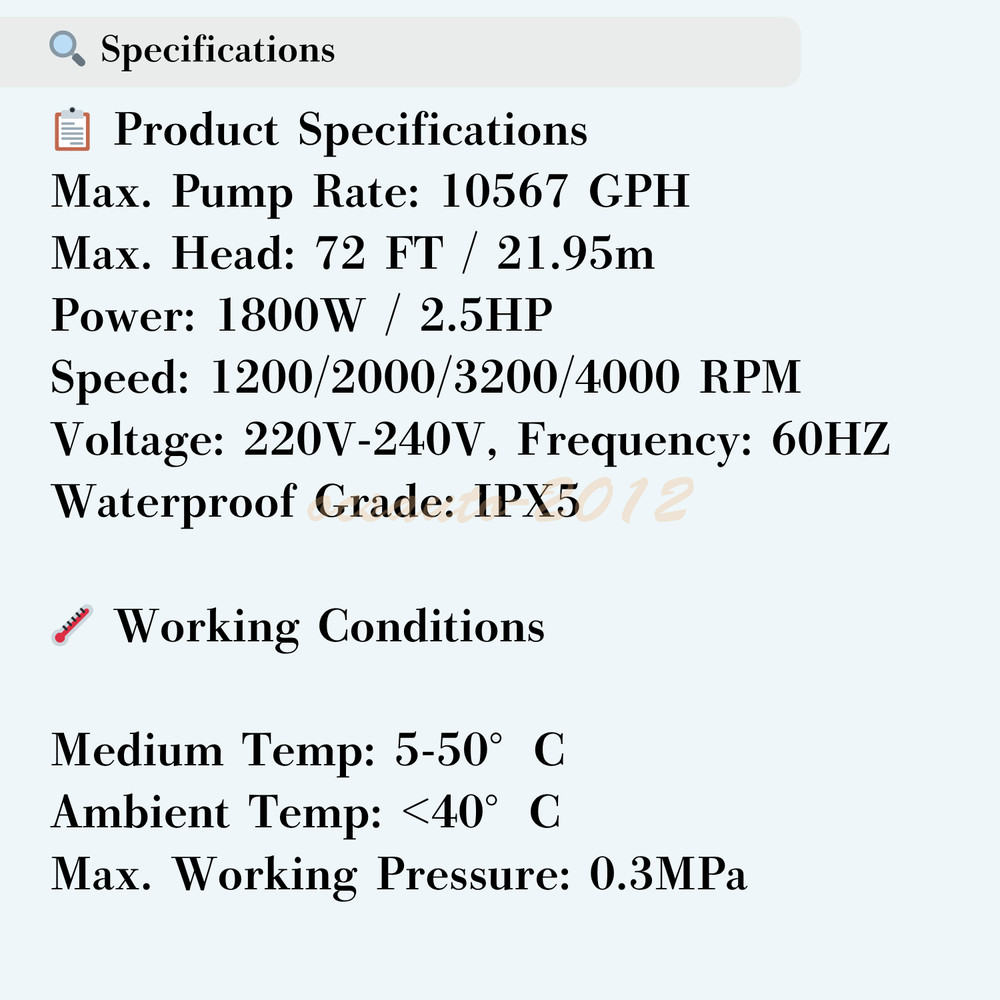 NEW 2.5HP 10567GPH High Flow Energy Efficient Pool Pump Variable Speed Pool Pump