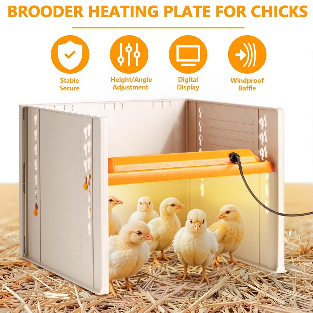 Chick Brooder, Chicken Brooder Heating Plate for Chicks with Adjustable Beige