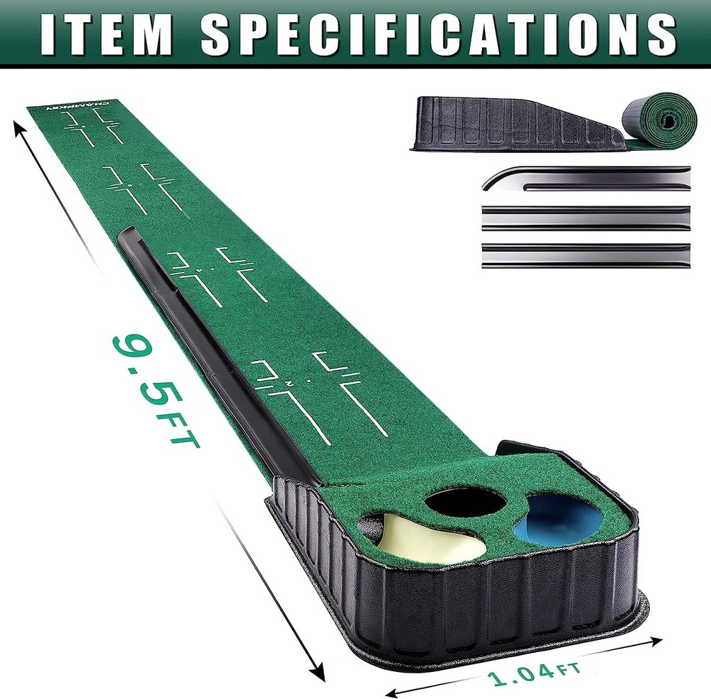 Indoor Golf Putting Mat Auto Ball Return Golf Practice Training Grass Mat Tracks