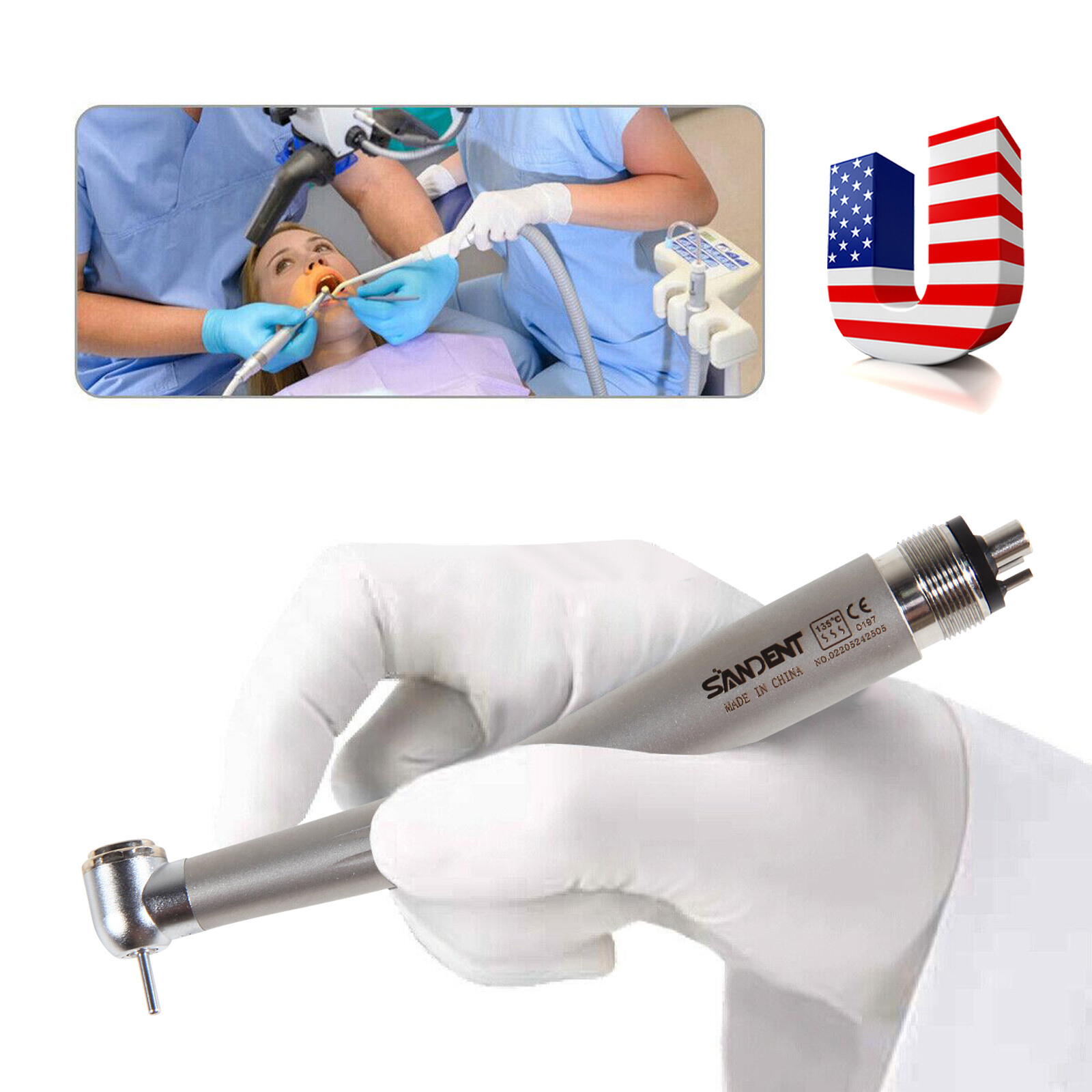 10pcs SANDENT NSK PANA MAX Style Dental High Speed Handpiece Push Button 4 Hole