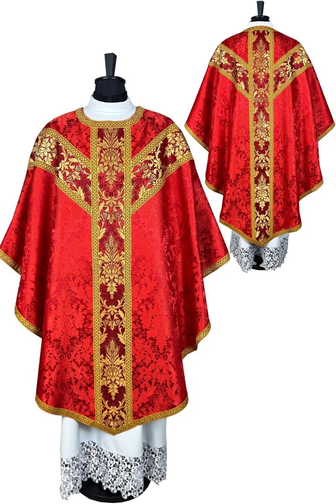 Red Gothic Chasuble, damask, vestment