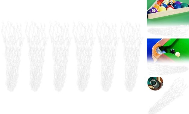 6PCS Billiards Table Net Pocket Set – 32cm Cotton Thread Replacement Mesh white