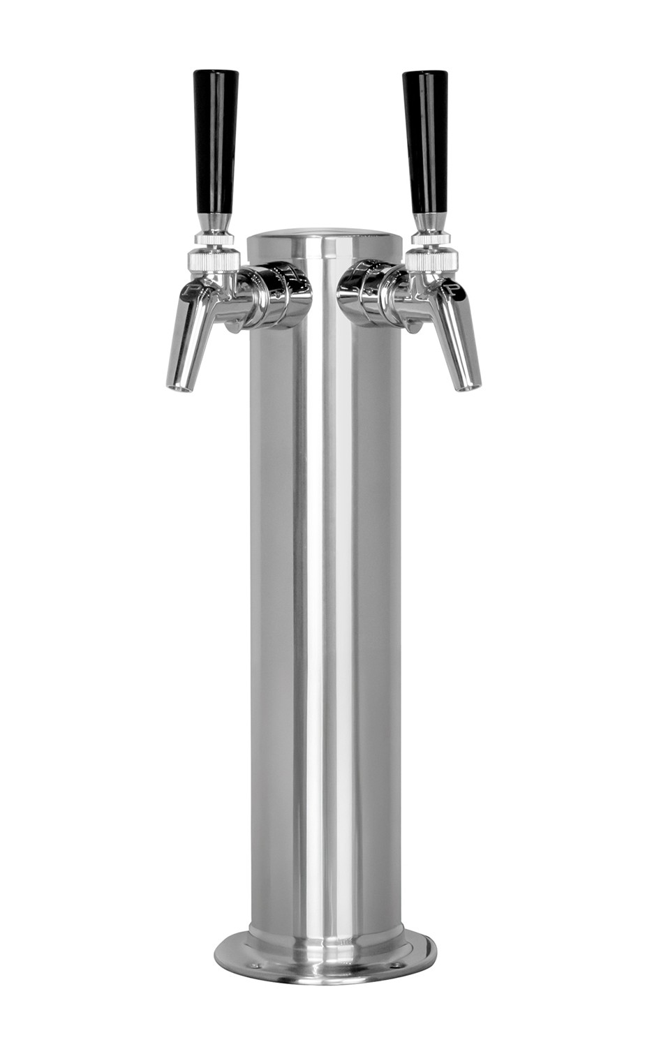 Kegco 14" Tall Polished Stainless Steel Tower - Perlick Dual Faucet Taps Keg