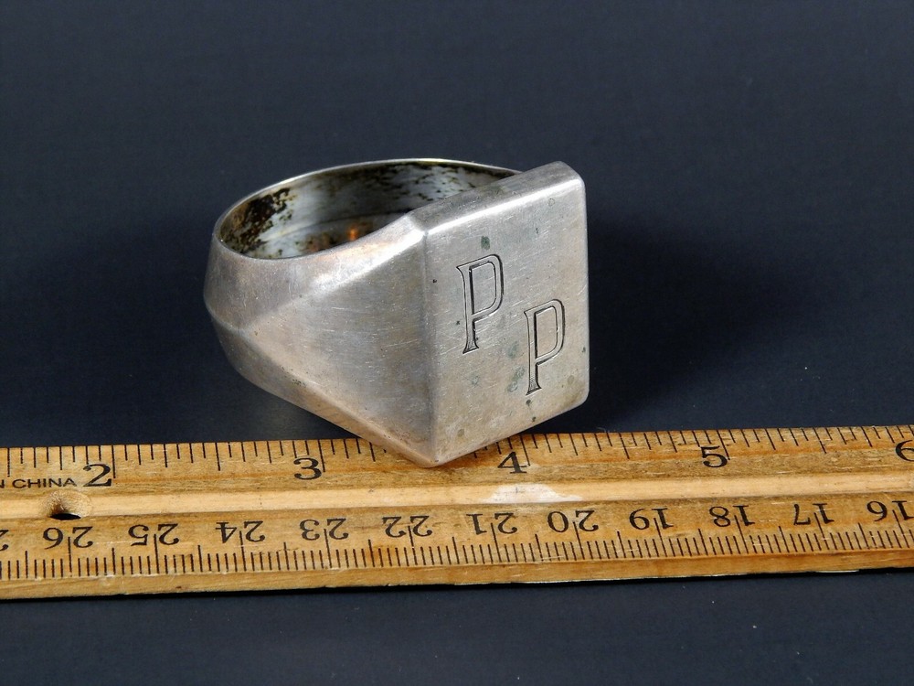 Antique German 835 Silver HUGE Ring Possibly A Napkin Ring Monogram PP
