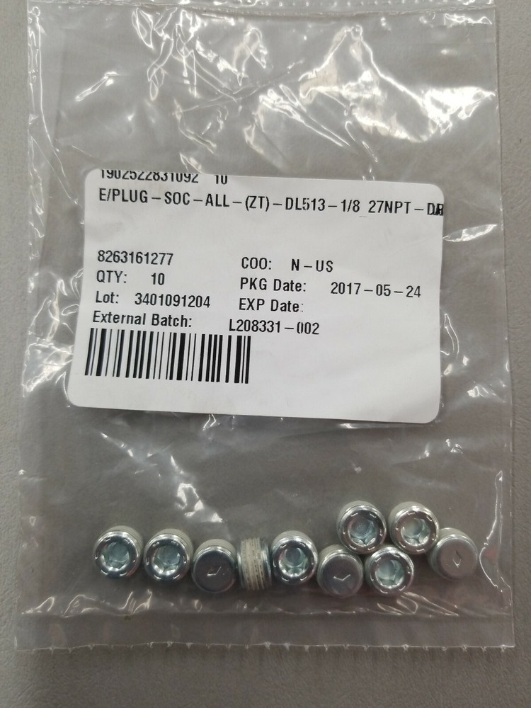 (10pc)  1/8"- 27 x 1/4" Hex Socket Allen Pipe Thread Plug Chrome Plated Steel