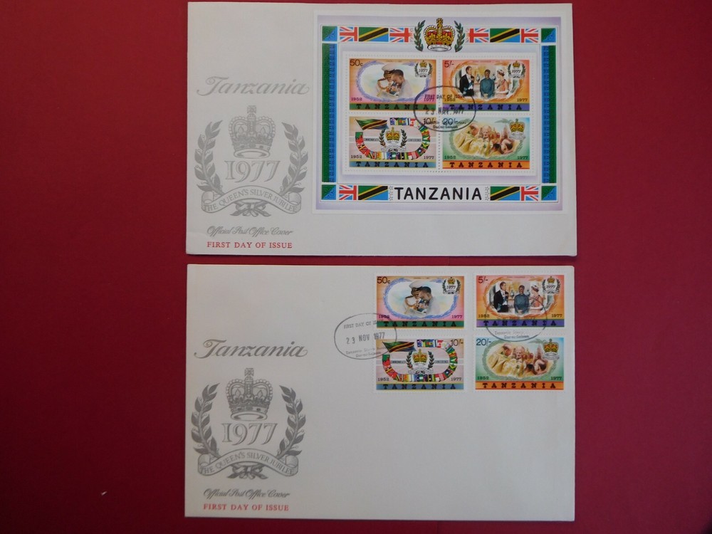 TANZANIA STAMPS  2x First Day Covers Queens Silver Jubilee