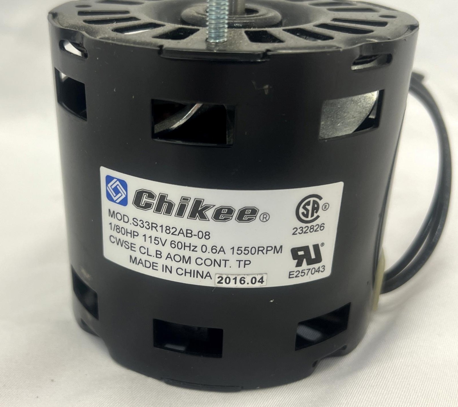 Accurex Motor , CHIKEE S33R182AB-08, 1/80 HP, 115V, 60HZ, 0.6A, 1550 RPM,