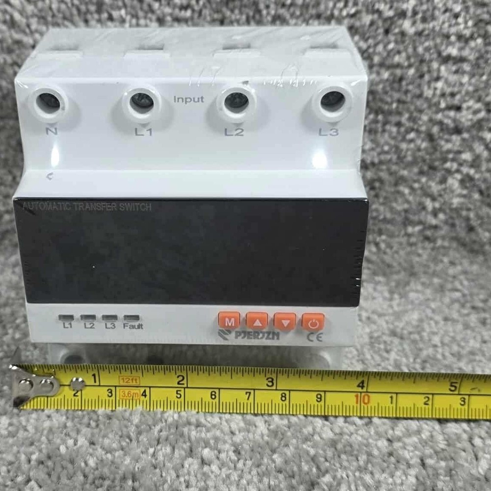 PJERJZN Automatic Transfer Switch White AC110V 63A DIN Rail Mount