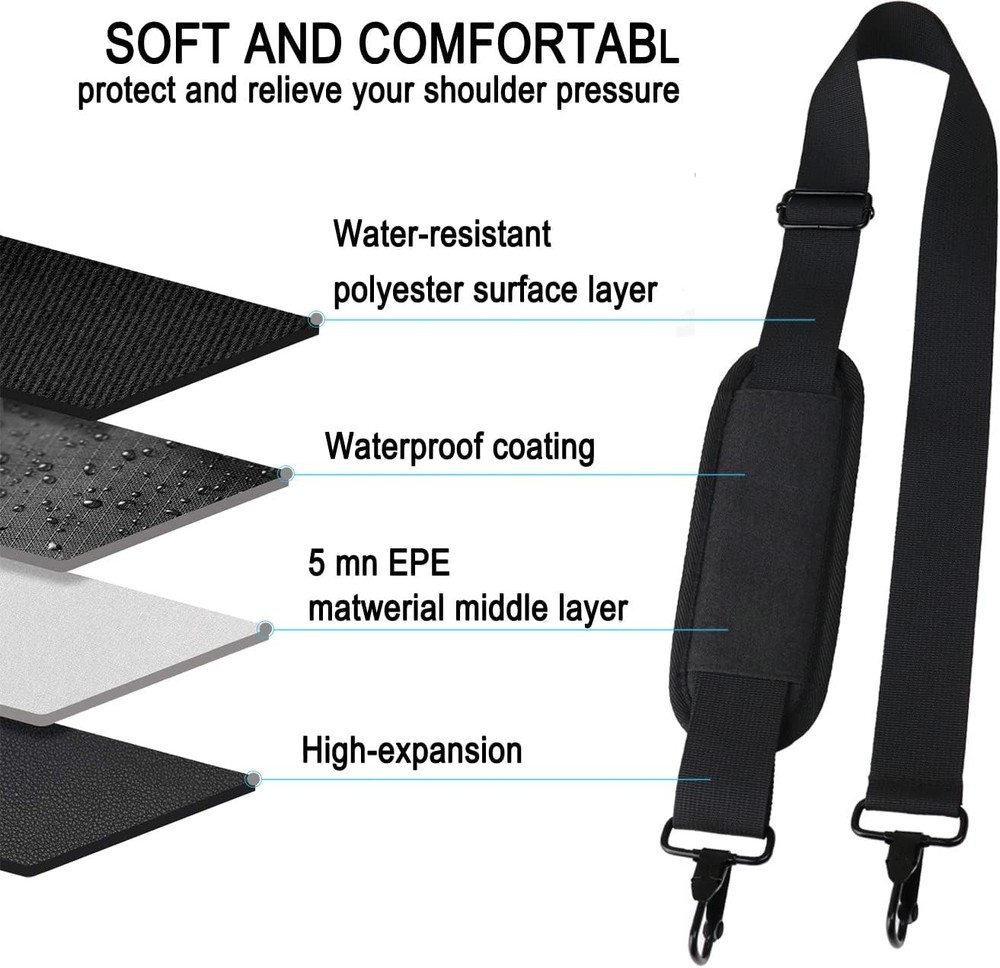 Askuko Shoulder Strap 56 Inch, Universal Adjustable Belt Black