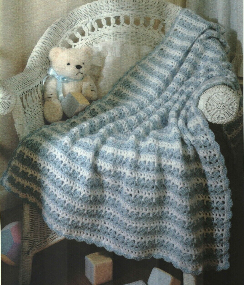 SLEEPY SHELLS BABY AFGHAN NURSERY DECOR CROCHET PATTERN INSTRUCTIONS