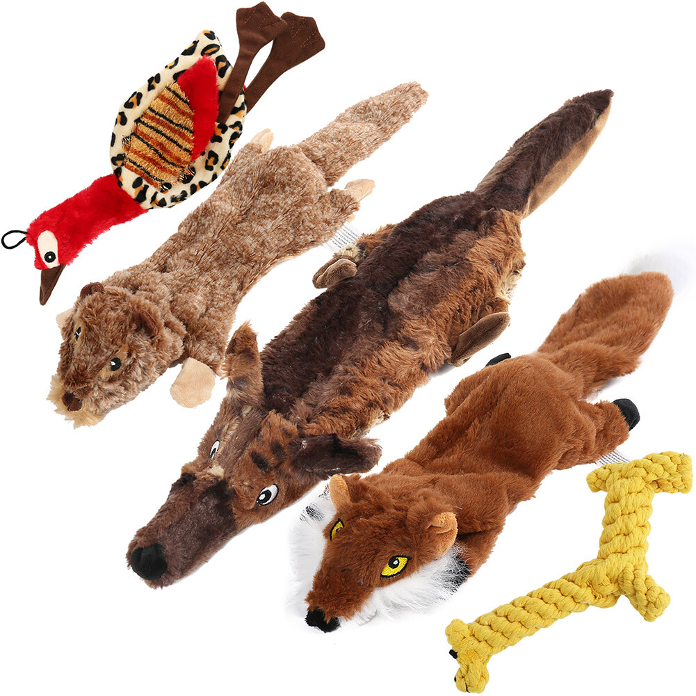 Dog Squeaky Toys 5 Pack Pet Toys Crinkle Dog Toy No Stuffing Animals Plush Chew