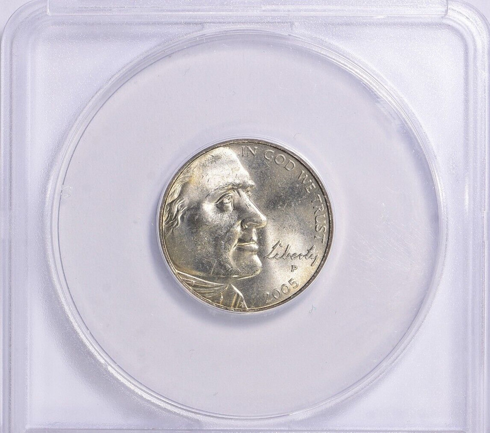 ERROR! 2005-P Jefferson Bison Struck Thru Grease ANACS MS-65...