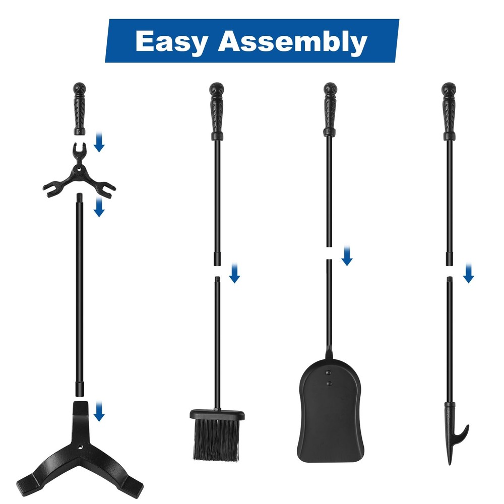 Fireplace Tool Sets with Stand Cast Iron Fire Tools Fireplace Accessories Woo...