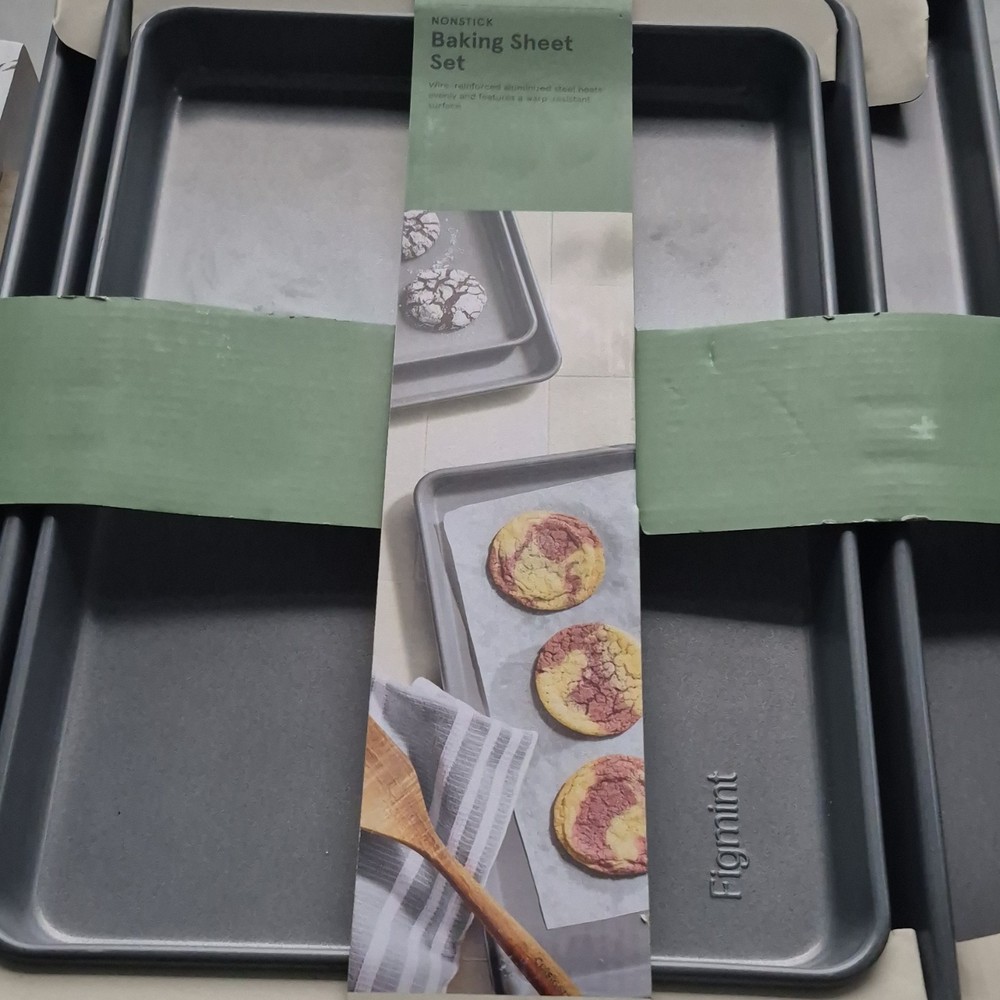Figmint Non-Stick Steel Baking Sheet Set Gray Rectangle