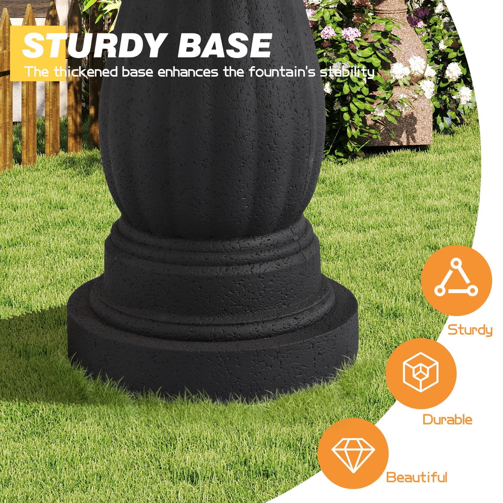 Italian Feature Faux Stone Freestanding Outdoor Water Fountain