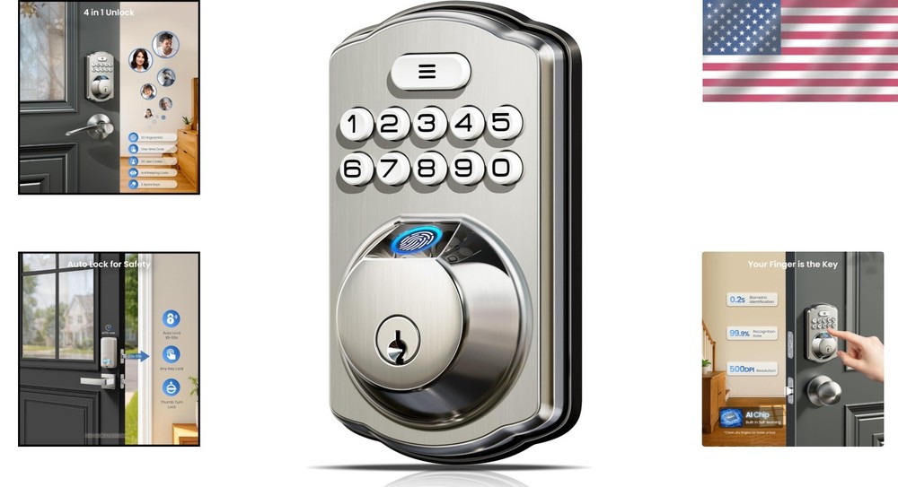 Durable KS02A Keyless Entry Door Lock - 20 User Codes & Auto-Lock Feature