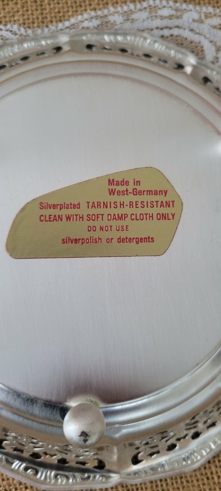 VTG MCM Silver Plated Pierced Footed Bowl Made in West-Germany Tarnish Resistant