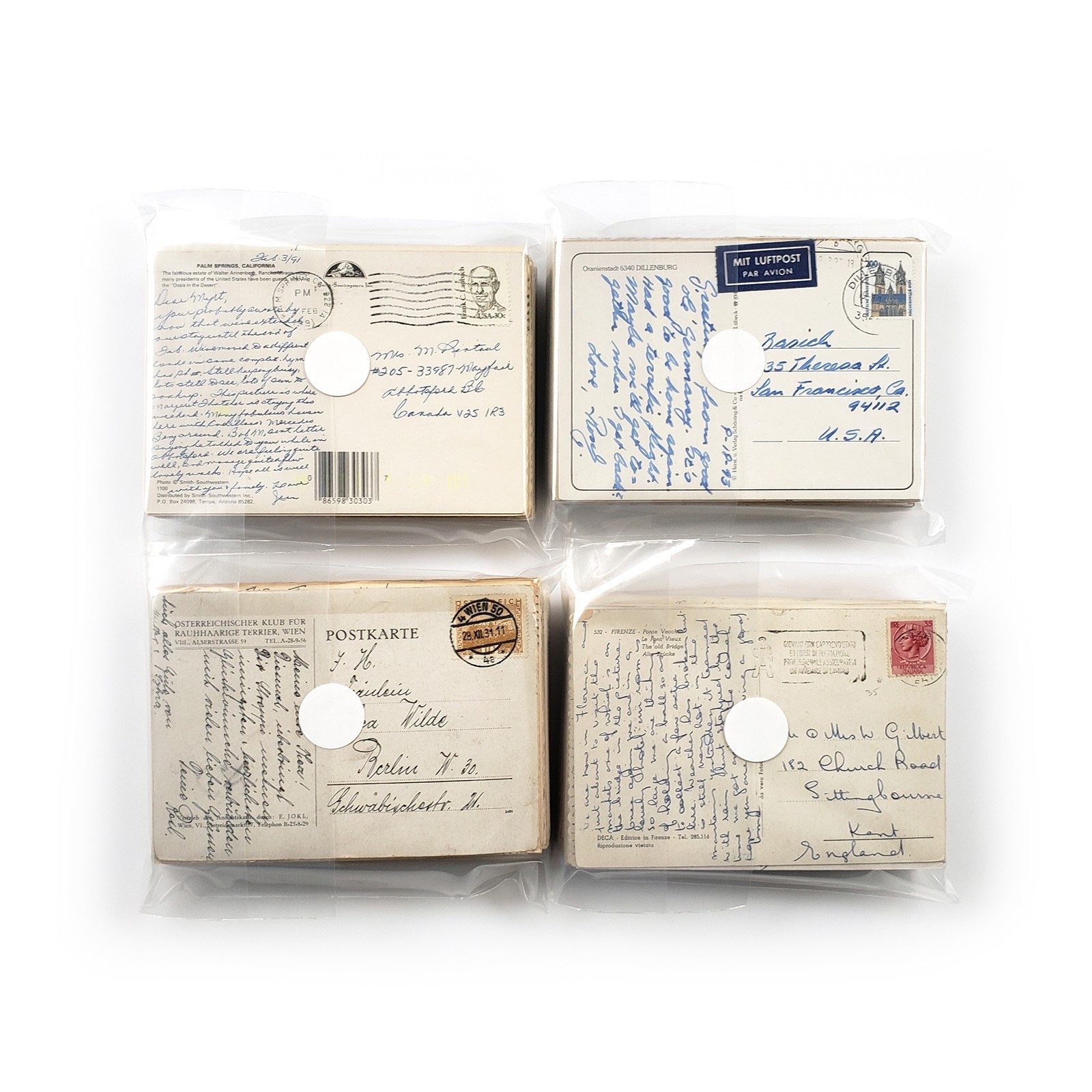 70 Vintage Used 4x6 Postcards Lot - All Posted - Worldwide Stamps & Postmarks