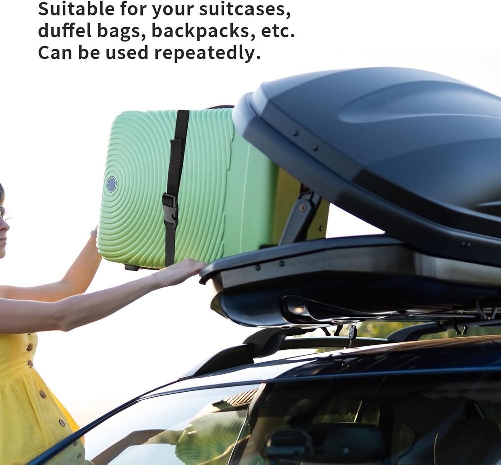 5-Pack 1" x 47" Black Nylon Quick Release Adjustable Buckle Straps