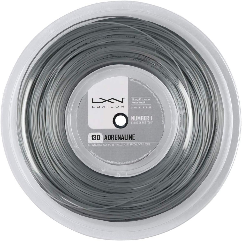 Adrenaline 125 Tennis String Reel - 200M, Durable Grey Performance String