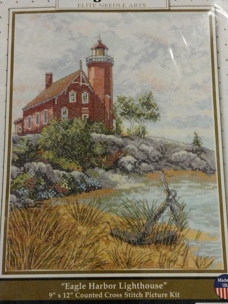 Janlynn Counted Cross Stitch Kit 9"X12"-Eagle Harbor Lighthouse (14 Count)