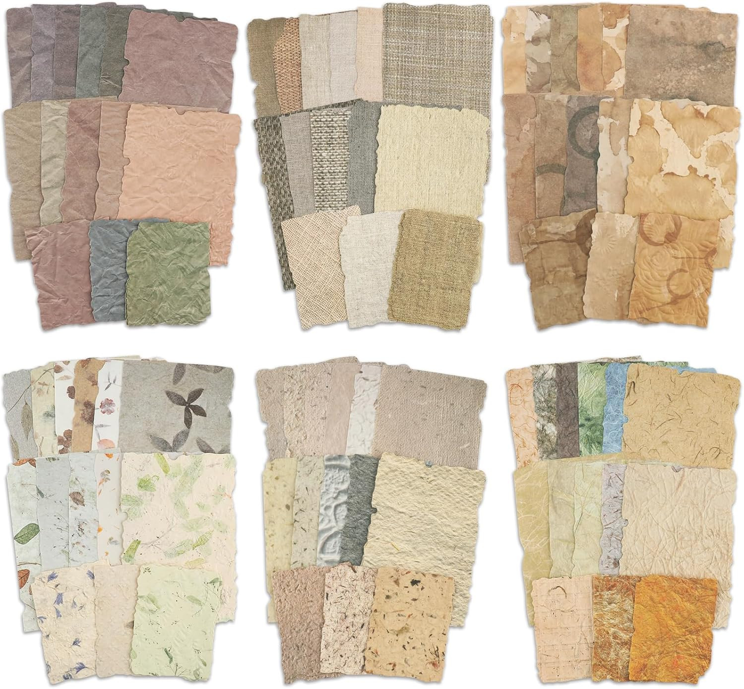 168 Sheets Vintage Scrapbook Paper with Embossed Texture, 6 Pack Assorted Handma