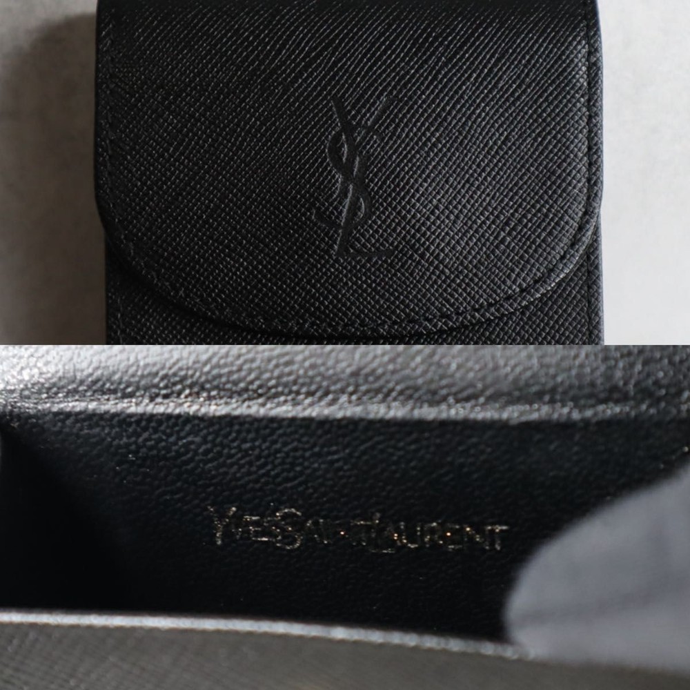 Yves Saint Laurent Monogram Leather Cigarette Case Black Used