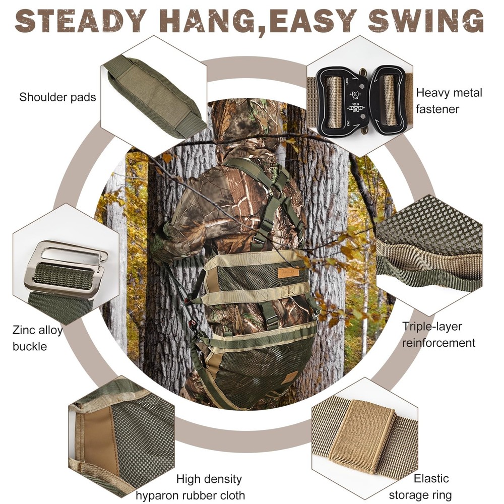 Tree Saddle Hunting Kit Lightweight Tree Climbing Saddle Adjustable Treestand...