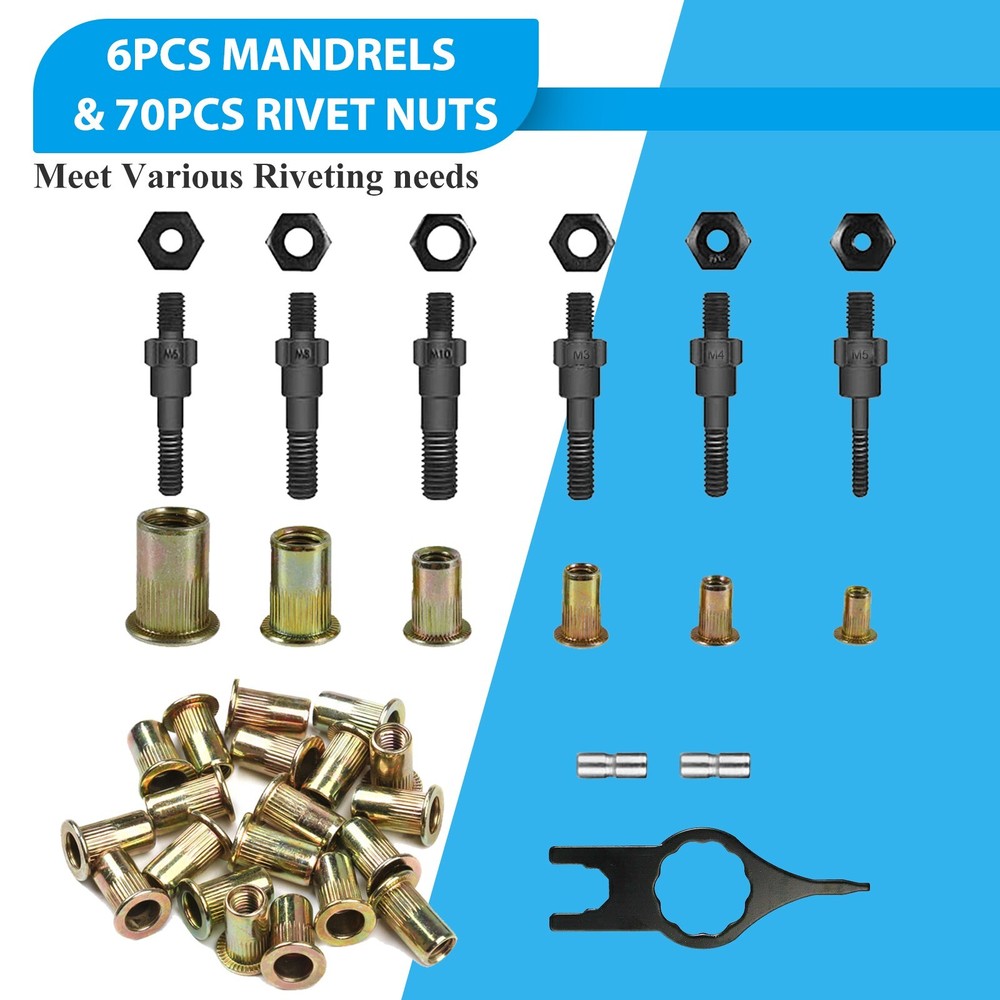Rivet Nut Gun Kit Rivnut Setting Tools Nut Setter Tool Hand Blind Riveter 14"
