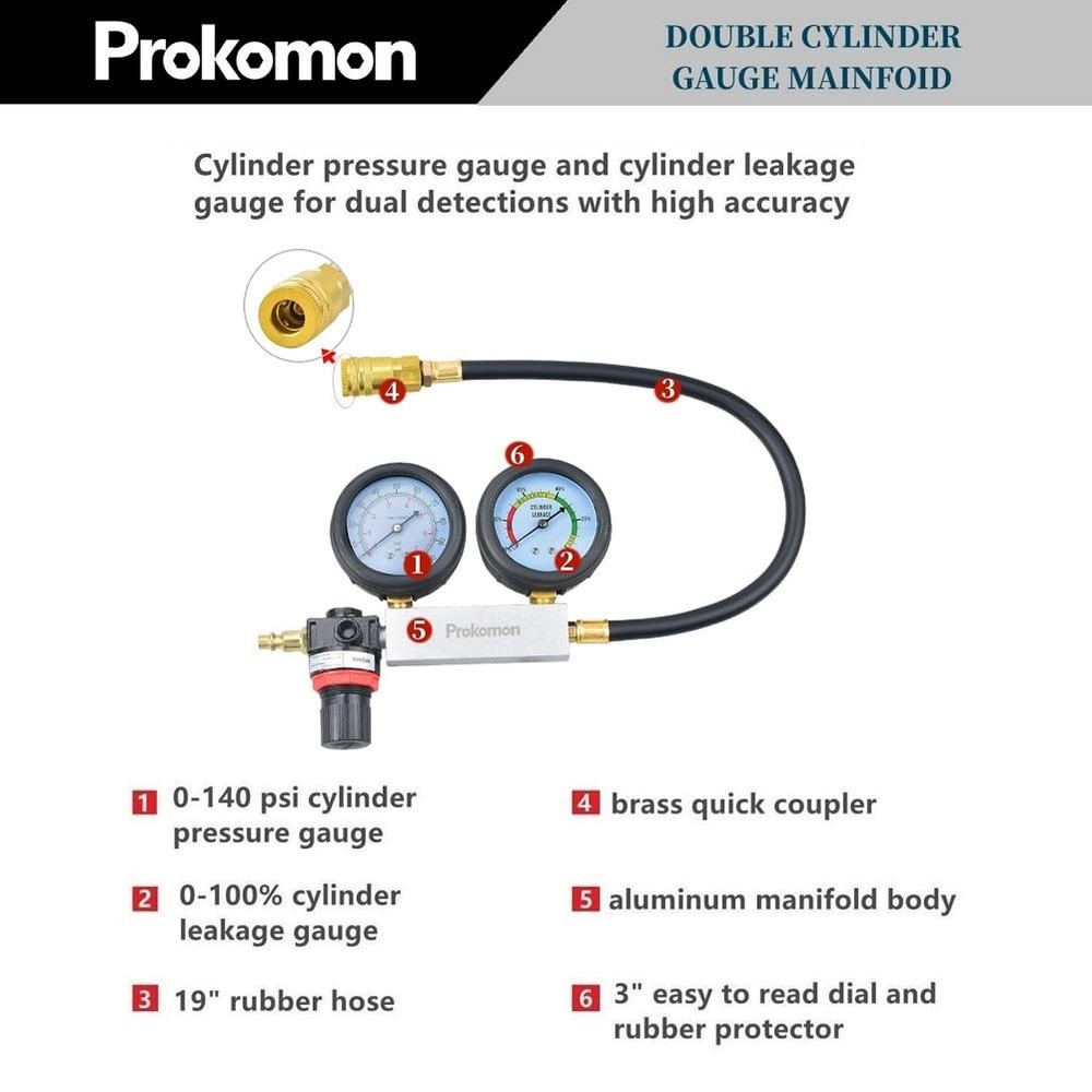 Prokomon Engine Cylinder Leak Down Tester KitGasoline Engine Leakdown Tester ...