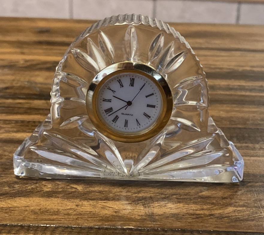 Vintage Crystal Clear Glass Clock Untested