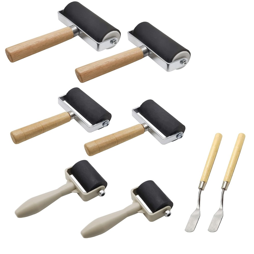 8 Pack Rubber Roller - Brayer Rollers with 3 Size for Crafting Brayer Rollers...