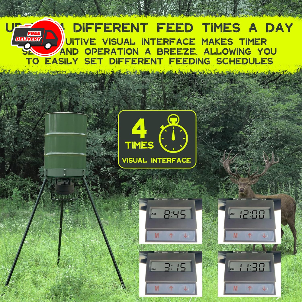 Highwild Deer Feeder Kit - Digital Timer - Metal Spin Plate - Easy Set
