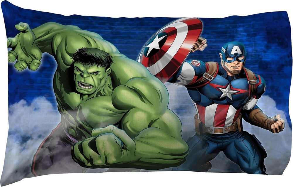 Marvel Avengers Blue Circle 5 Piece Full Bed Set Includes Reversible Comforter &
