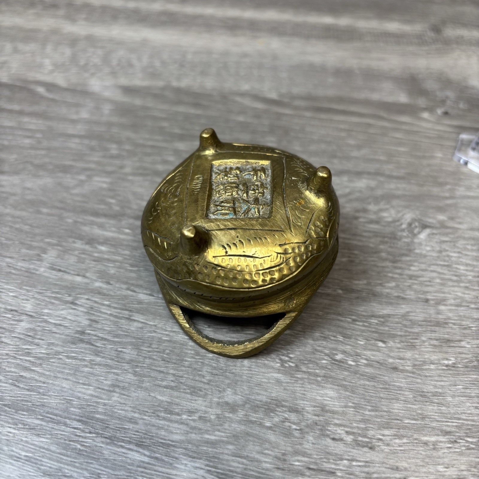 Vintage Chinese Brass Censer Tripod Incense Burner Xuande Reign 6 Hallmarks 2”