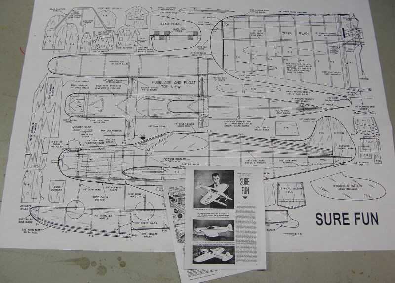 Model Airplane Plans (UC): Sure Fun 36" Sport Floatplane for .35 Engine