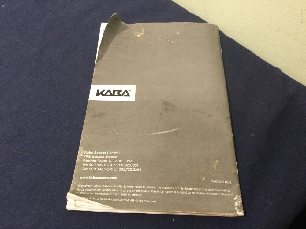 Kaba Simplex 7102/7108 Pushbutton Lock Instruction Book