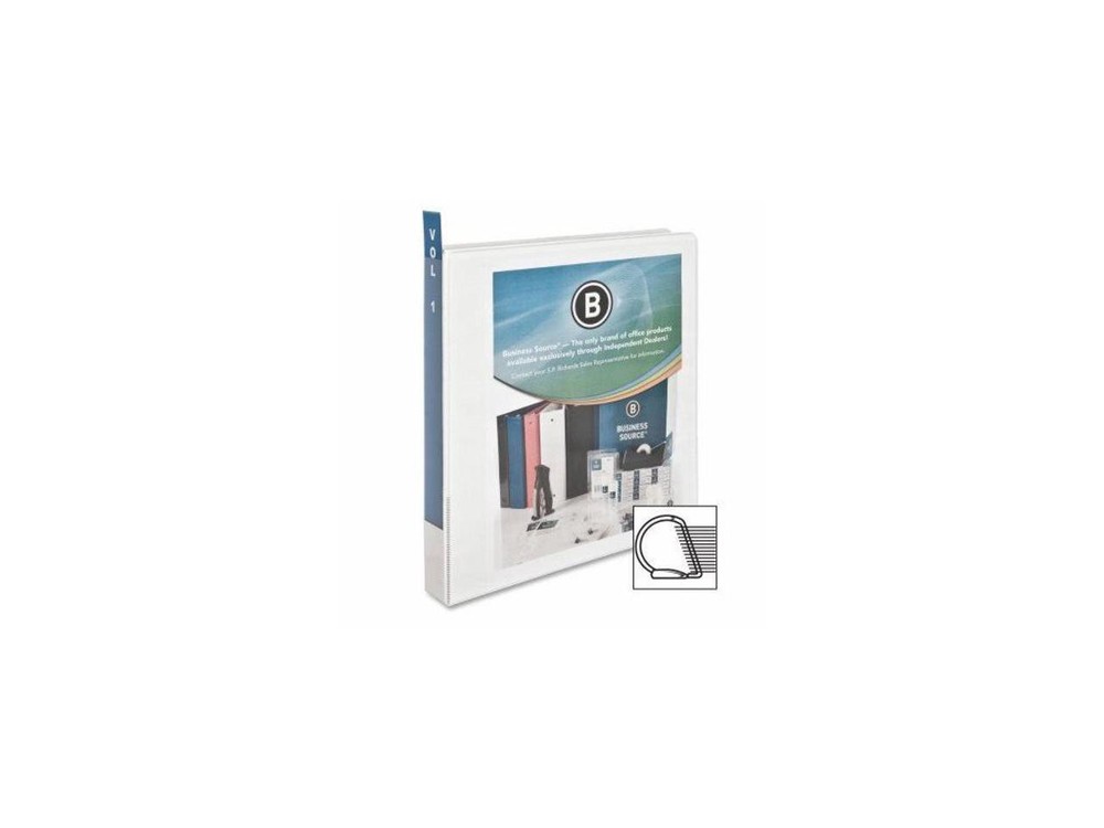 Business Source D-Ring Binder w/ Pockets 1" Capacity White 28440