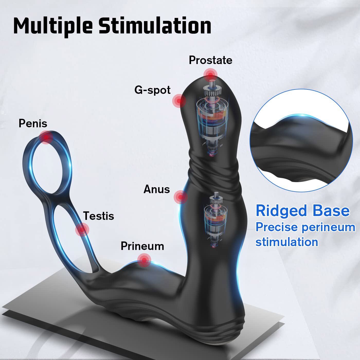 Male Prostate Massager Vibrator Thrusting Anal Butt Plug Dildo Sex Toys for Men