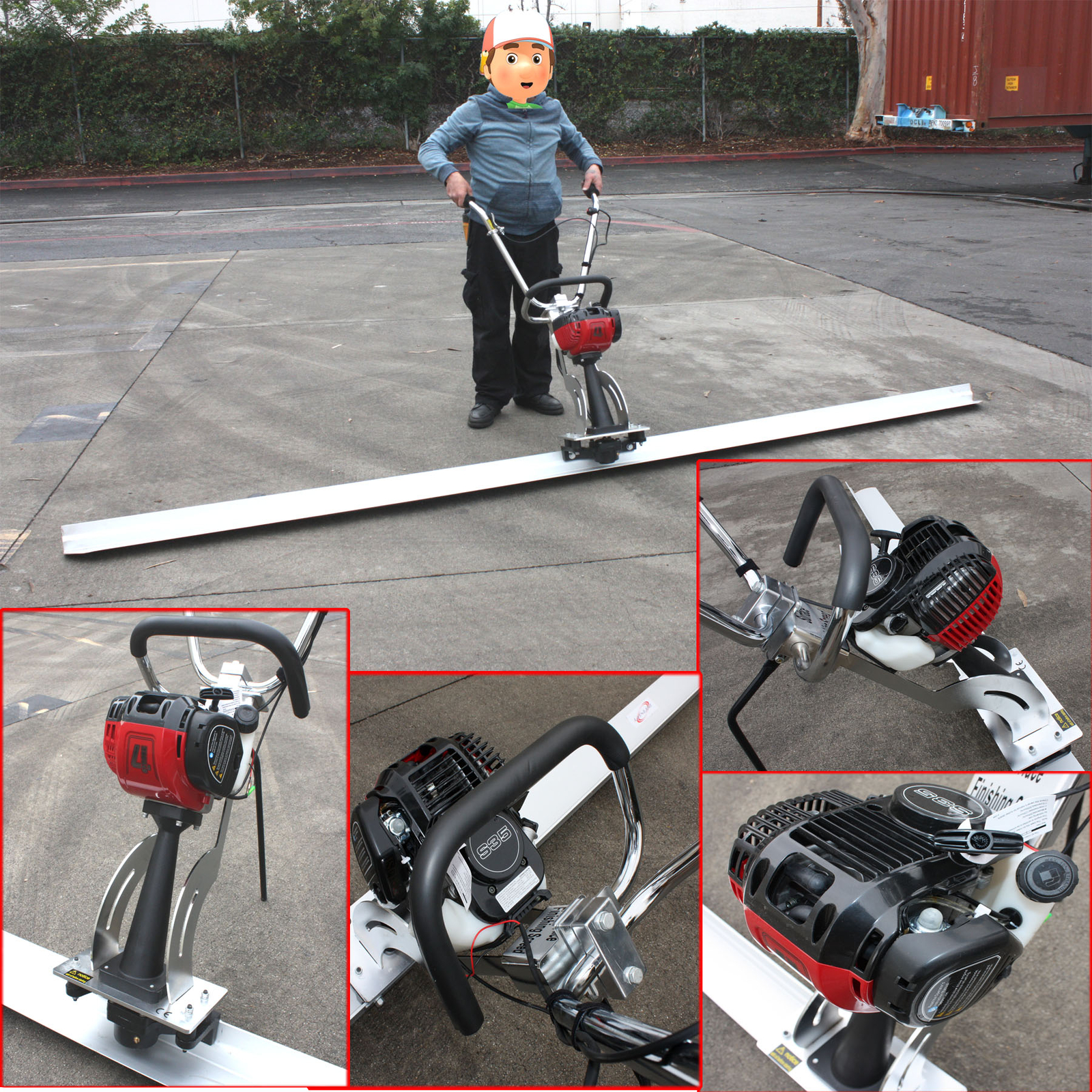 4 Stroke Concrete Surface Leveling Vibratory Screed & 7.5' Aluminum Tamper Blade