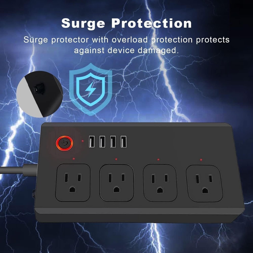 ZigBee Smart Power Strip Surge Protector,Smart Fast Charge, 4 Individually Co...