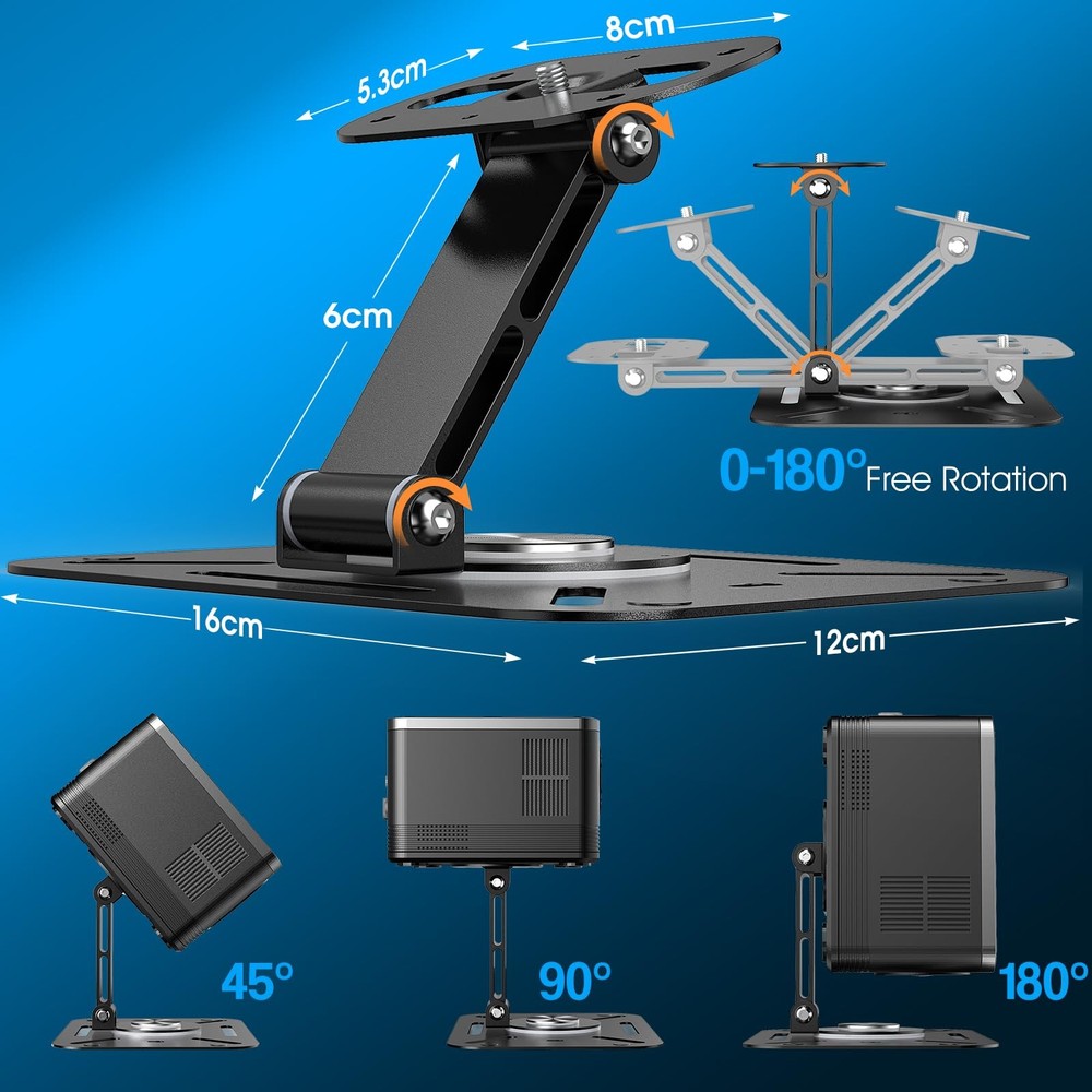 Desktop Projector Stand Table Mount Adjustable Angle 1/4 Screw 360 Holder