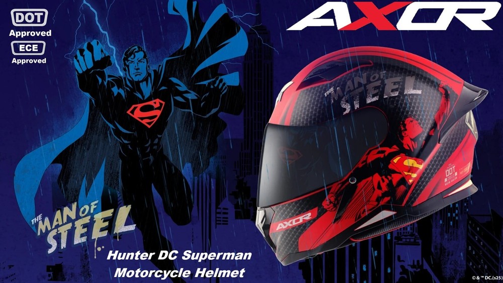 AXOR "Hunter DC Superman" DOT & ECE Approved Full Face Motorcycle Helmet