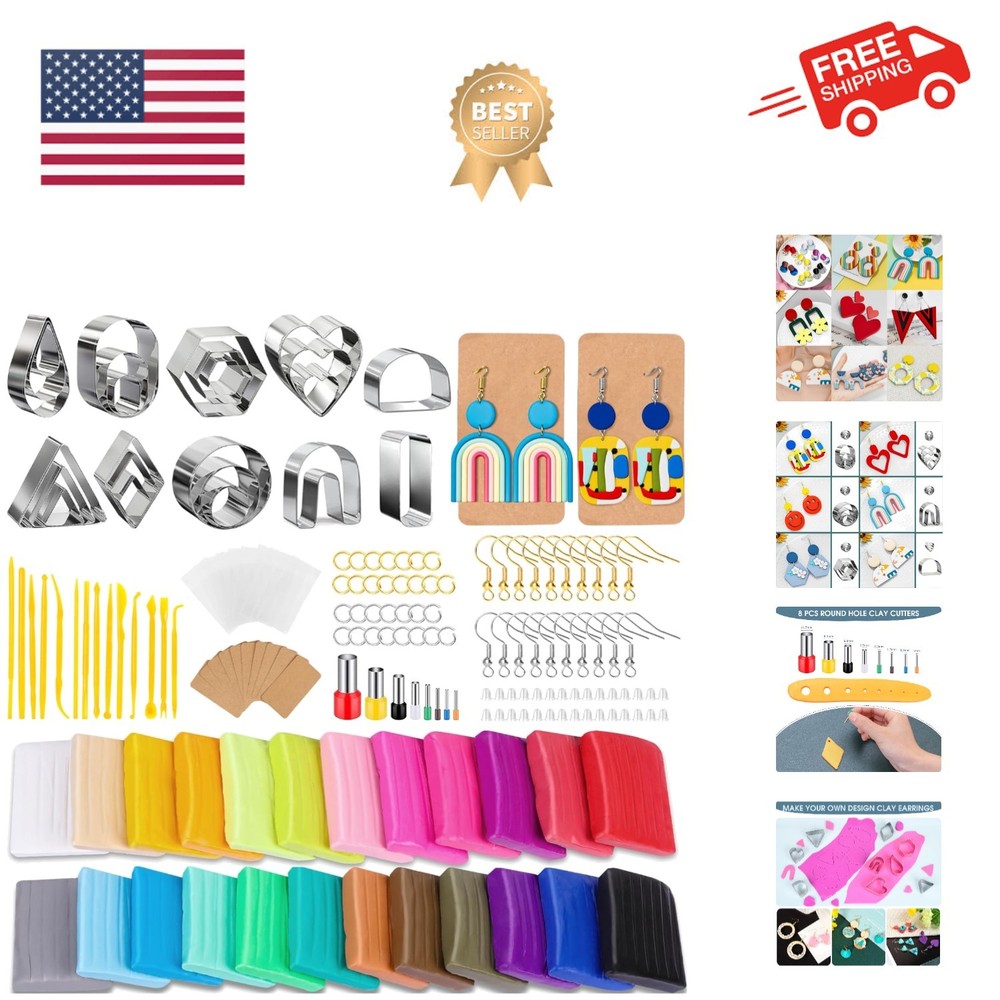 Polymer Clay Earring Making Kit with Gift Box, Including 32pcs Polymer Clay C...
