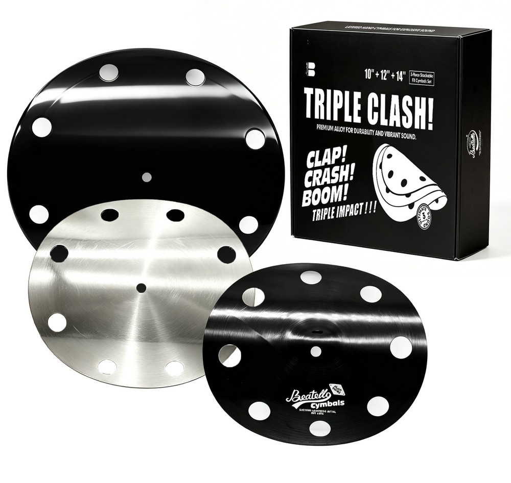 3Pc Stack Cymbal Set 10'' 12'' 14'' Trash Effect Cymbals for Drum Set